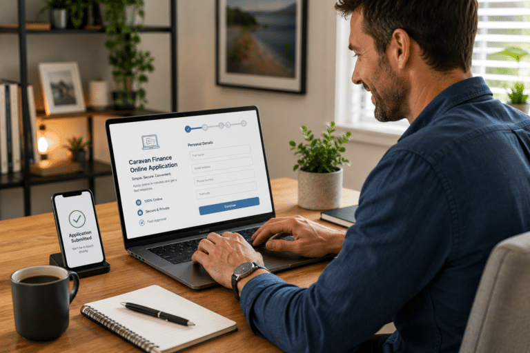 Online caravan finance application using digital finance technology